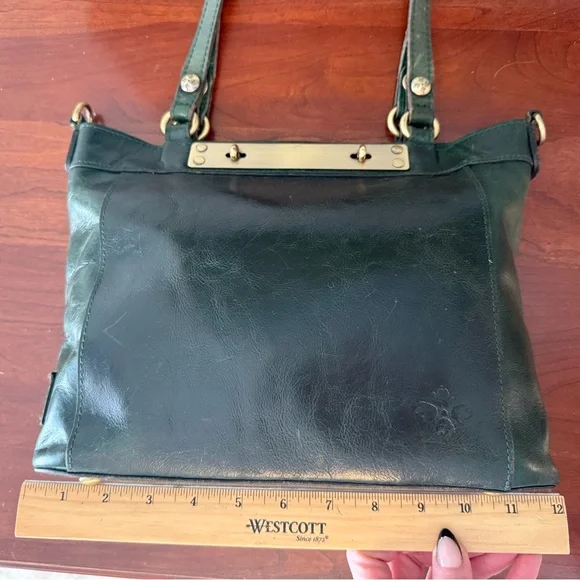 Patricia Nash Dark Green Genuine Leather Bag | Double Handles + Crossbody 🌲☘️ - Picture 14 of 15